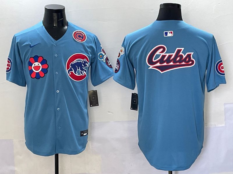 Men Chicago Cubs Blank Light Blue Flower Edition 2025 Nike MLB Jersey style 4